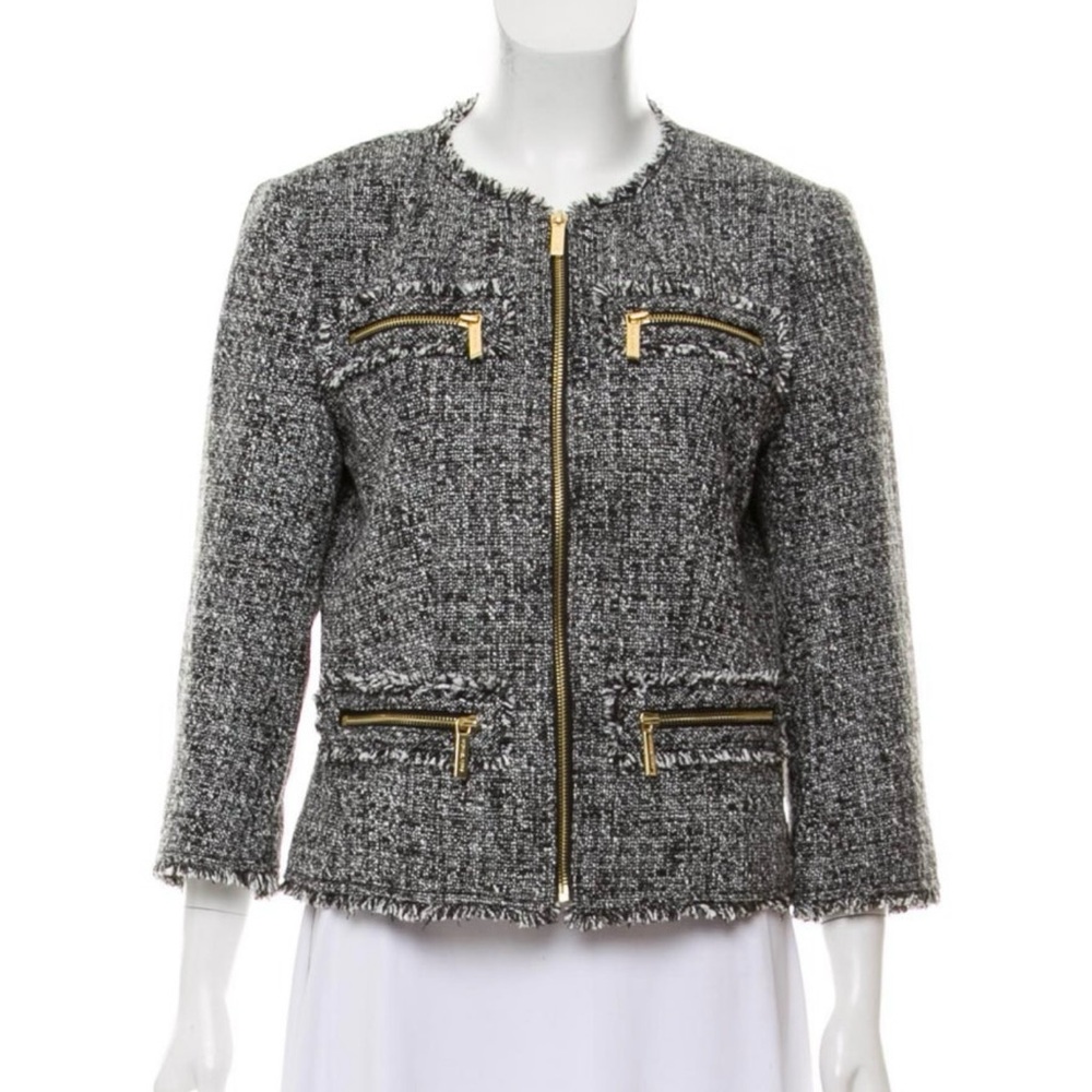 Michael Kors Black and White Tweed Blazer